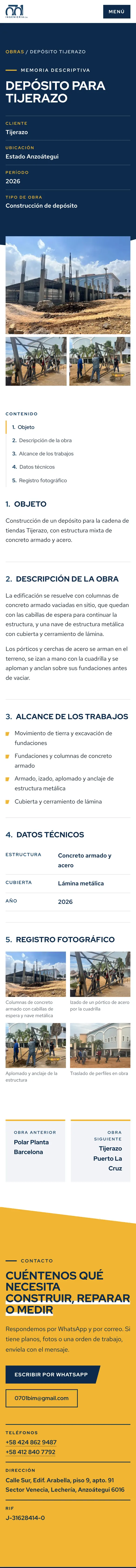 Memoria descriptiva de una obra de 0701 Ingeniería en un teléfono