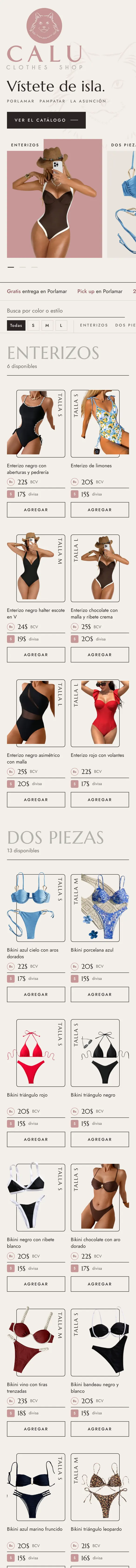 Recorrido por la tienda de Calu en un teléfono